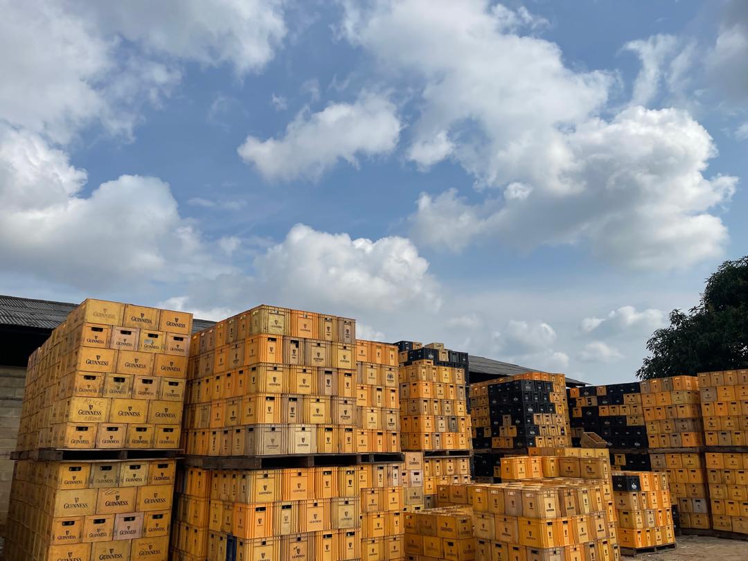 Guinness crates stacked in the Anbsolite Accord warehouse